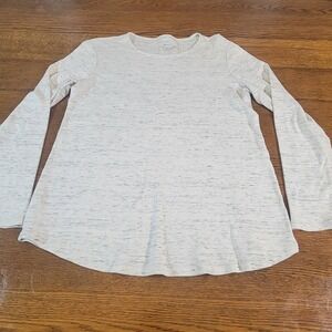 Pure Jill Shirttail Tee Gray White Cotton Blend‎ Long Sleeve Top Women's Size XS